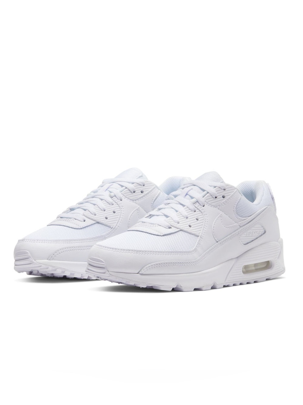 Nike Air Max 90 Triple White Mesh Leather Sneakers - Men's Size 10 CN8490-100 - Picture 1 of 9